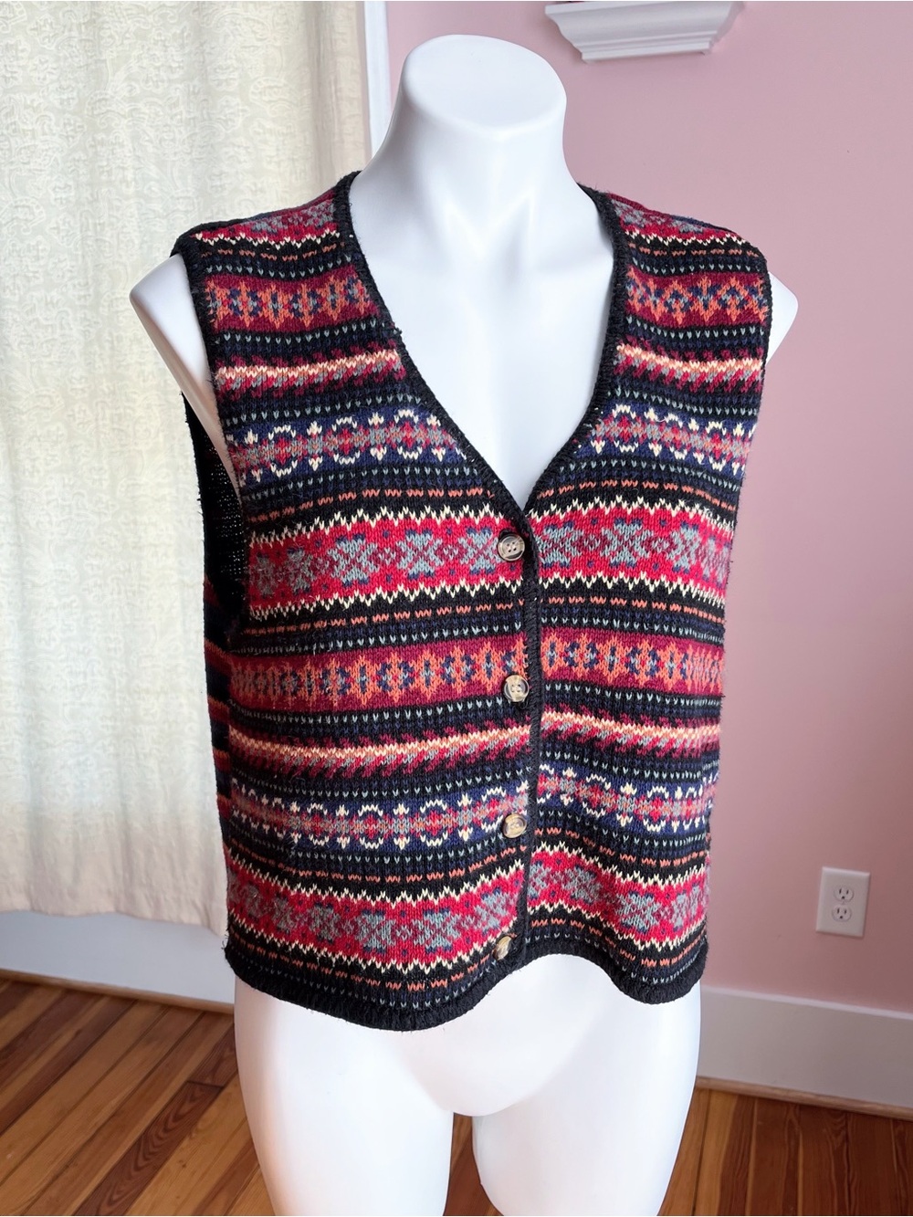 90s multicolored knit vest